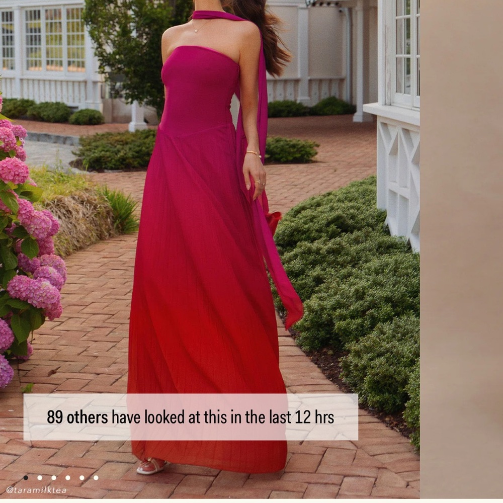 Meshki Ombre Pink to Red Chiffon Scarf Maxi Dress